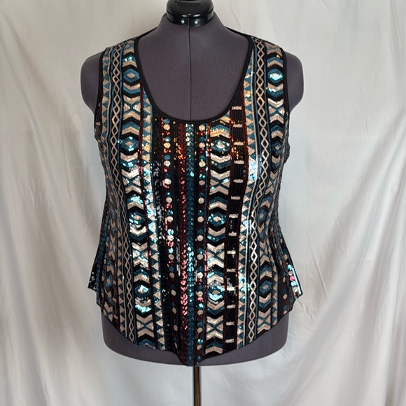 Rue21 Tops - Women's Rue 21 Rue+ Black Sequin Patterned Tank Top Size 1X Like-New Condition